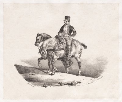 Postbode of Twee Aangespannen Paarden door Theodore Gericault