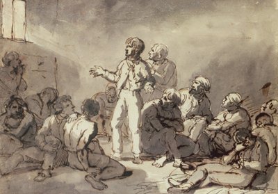 Gevangenen in een cel door Theodore Gericault