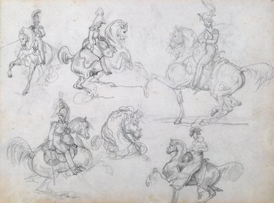 Ruiters op steigende paarden door Theodore Gericault