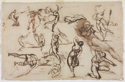 Blad met Schetsen (verso) door Theodore Gericault