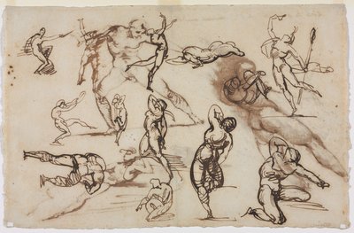 Blad met schetsen verso, 1819 door Theodore Gericault