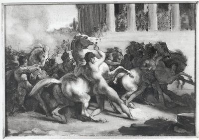 Studie voor de race van de barbaarse paarden door Theodore Gericault