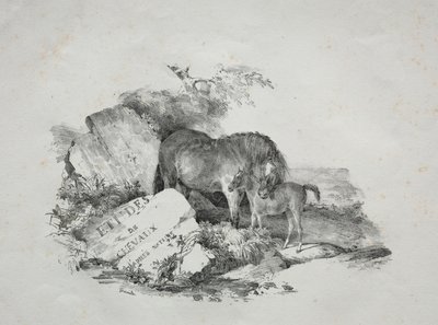 De merrie en haar veulen door Theodore Gericault