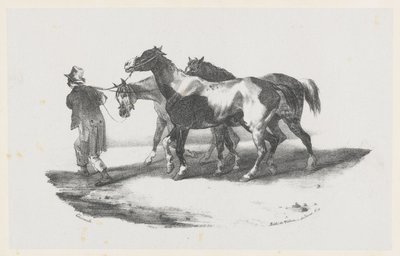 Drie paarden die naar het slachthuis worden geleid (Three Horses Being Led to the Slaughterhouse) door Theodore Gericault