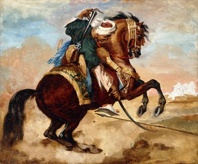Turk die op een bruine Alezan-paard rijdt, ca. 1810 door Theodore Gericault
