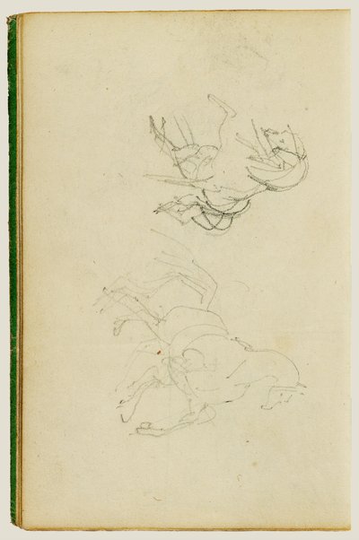 Twee studies naar een paard in de opfokfase door Theodore Gericault
