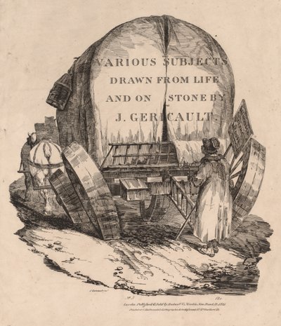 Verschillende Onderwerpen Getekend uit het Leven en op Steen: Een Wagen met Aangespannen Paarden door Theodore Gericault