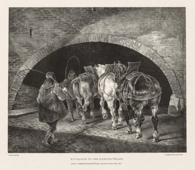 Verschillende Onderwerpen Getekend uit het Leven en op Steen: Ingang naar Adelphi Wharf, 1821 door Theodore Gericault