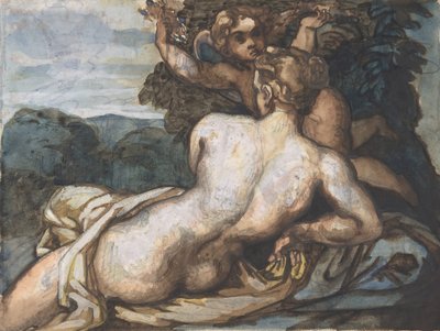 Venus en Cupido in een landschap, naar Annibale Carracci recto, 1816-17 door Theodore Gericault