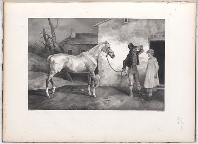 Een oud paard voor de deur van een herberg (An Old Horse at the Door of an Inn) door Theodore Gericault
