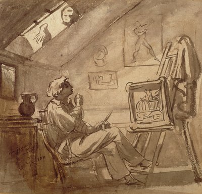 Jonge schilder in zijn atelier door Theodore Gericault