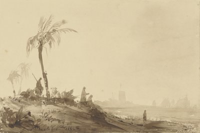 Bedoeïenen onder een palm door Theodore Gudin