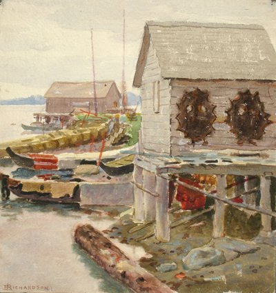 Huiden drogen, Sitka (ca. 1880-1914) door Theodore J. Richardson