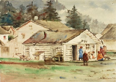 De markt van de drie kraaien, Sitka, 1889 door Theodore J. Richardson