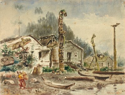 Gezicht op Wrangell, Alaska, in 1884 door Theodore J. Richardson