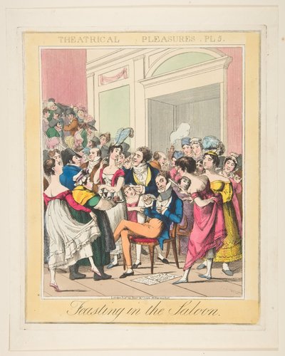 Theatrale genoegens, Plaat 5: Feesten in de salon, ca. 1835 door Theodore Lane