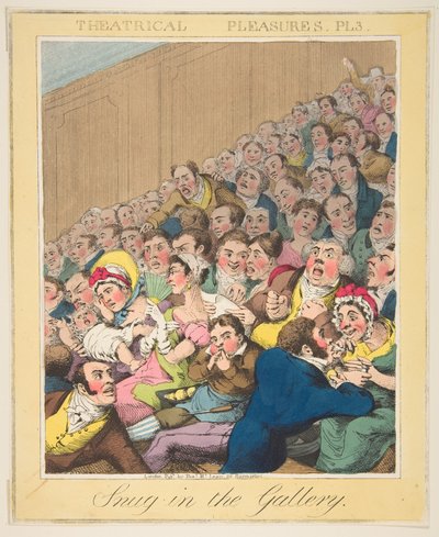 Theatrale genoegens, Snug in the Gallery, Plaat 3, ca. 1835 door Theodore Lane