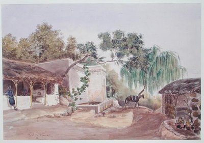 Een café in Algiers, ca. 1835 door Theodore Leblanc