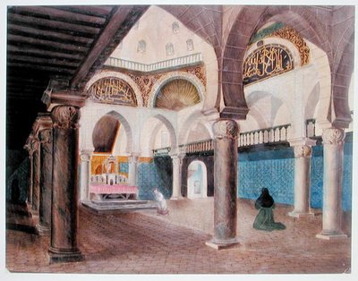 Interieur van een moskee omgebouwd tot een bisschoppelijk paleis, Algiers, ca. 1835 door Theodore Leblanc