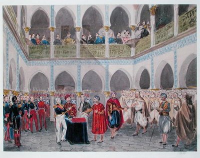 Investituur van de Bey van Algiers door Graaf Bertrand Clausel (1772-1842) 1835 door Theodore Leblanc