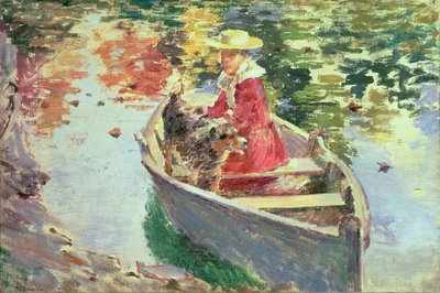 Miss Motes en haar hond Shep, 1893 door Theodore Robinson