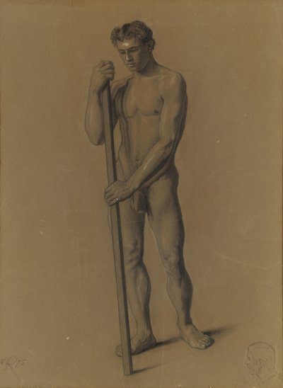 Studie van het mannelijk figuur, 1875 door Theodore Robinson