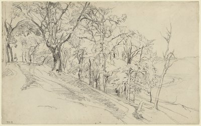 Bos in Boisrémond (recto); Huisje in een bos (verso) door Theodore Rousseau