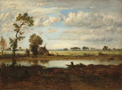 Landschap met Schipper door Theodore Rousseau