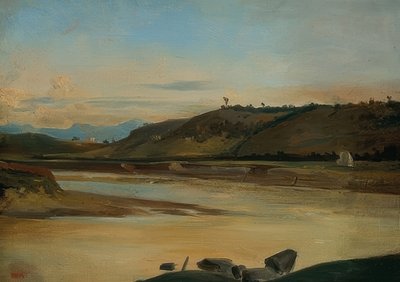 Landschap met rivier door Pierre Etienne Theodore Rousseau