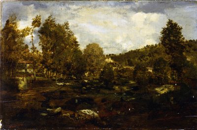 De vallei van Tiffauge door Pierre Etienne Theodore Rousseau
