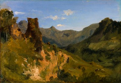 Vallei in de Auvergne-bergen door Theodore Rousseau