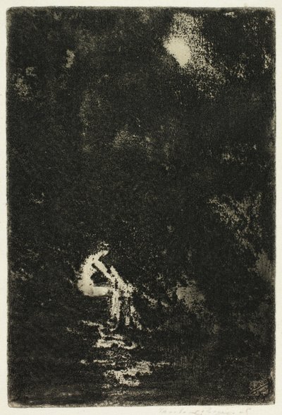 Een nimf die baadt, maanlicht door Theodore Roussel