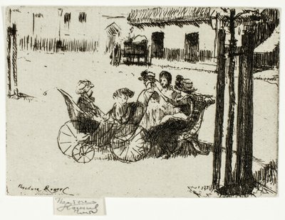 Kleine Meisjes en Kinderwagens, Chelsea Embankment door Theodore Roussel