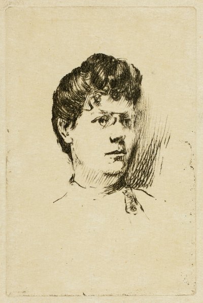 Schets van een vrouwenhoofd door Theodore Roussel