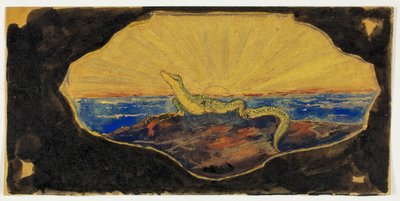 Ongenoemde tekening voor frame cartouche (salamander) door Theodore Roussel