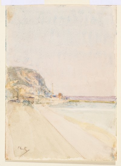 Uitzicht op East Cliff, Hastings, voor 1900 door Theodore Roussel