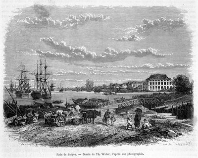 Rade de Saigon. Tekening door Th. Weber, gebaseerd op een foto. door Theodore Weber