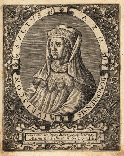 Azo van Bologna, fl. 1150-1230, Italiaanse jurist door Theodore de Bry