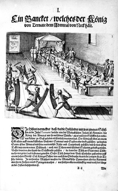 Banket met de koning, 1606 door Theodore de Bry