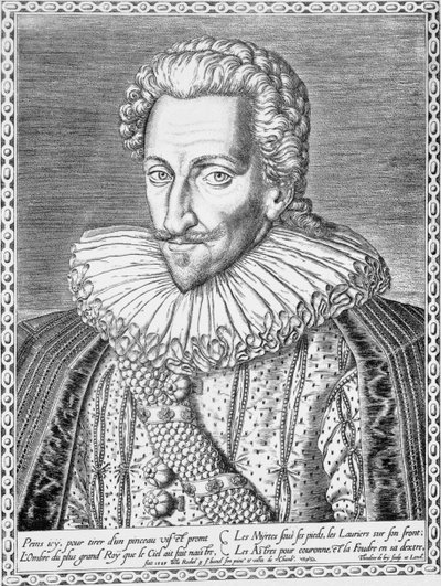 Hendrik IV van Frankrijk als koning van Navarra, 1589 door Theodore de Bry