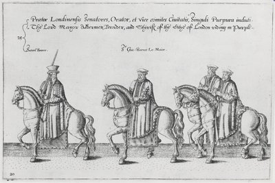 Burgemeester en wethouders in de rouwstoet van Sir Philip Sidney op weg naar St. Paul