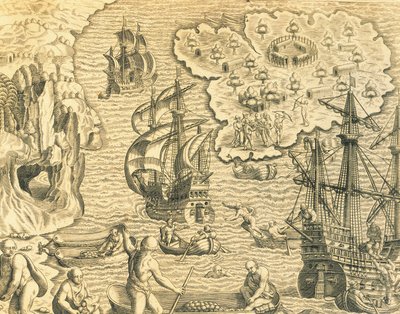 Pareleilanden door Theodore de Bry