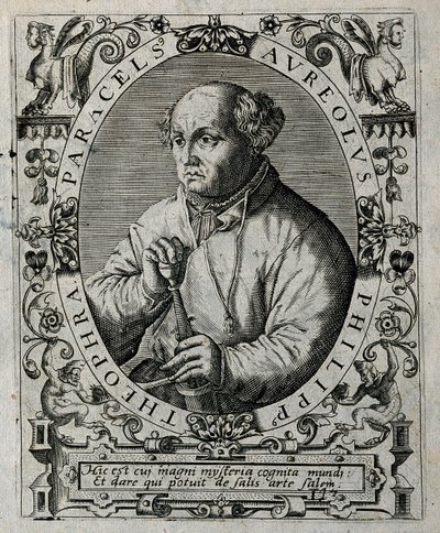 Philippus Theophrastus Aureolus Bombastus von Hohenheim Paracelsus, 1645 door Theodore de Bry