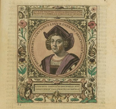Portret van Christoffel Columbus, 1595 door Theodore de Bry