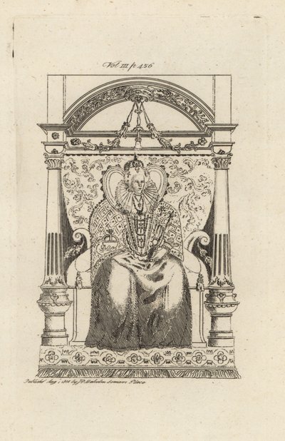 Koningin Elizabeth I van Engeland uit een glas-in-loodraam door Theodore de Bry