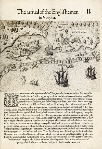 De aankomst van de Engelsen in Virginia, uit 
