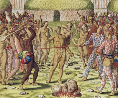 De executie van een vijand door de Topinambous-indianen, 1562 door Theodore de Bry