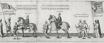 Yeomen ushers in de rouwstoet van Sir Philip Sidney op weg naar St. Paul