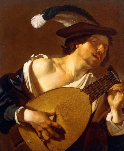 Een luitspeler, 1621-22 door Theodore van Baburen