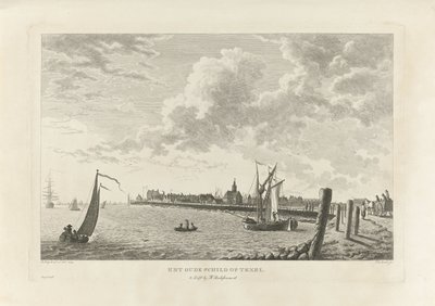 Gezicht op Oudeschild op Texel door Theodorus de Roode
